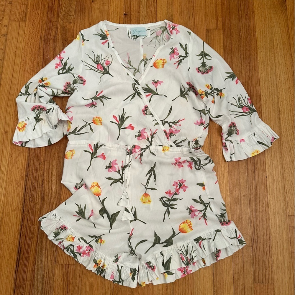 Piyama Harper White Floral Romper Size L (#2)